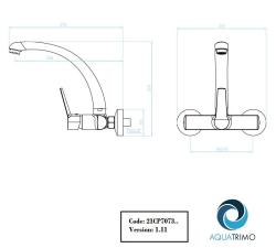 AquaTrimo Chopin Rubinetto da cucina a parete con beccuccio superiore cromato 21CP7073CM