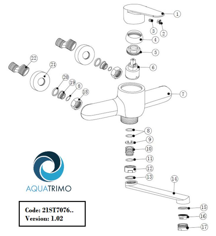 AquaTrimo Schubert rubinetto da cucina a parete monocomando cromato 21ST7076CM