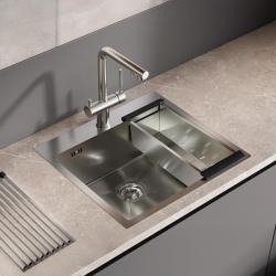 Ausmann Oder Blue lavello in acciaio inossidabile 55x50cm montaggio a filo e sopra piano con foro per rubinetto 1208957118