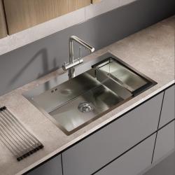 Ausmann Oder Blue lavello grande in acciaio inossidabile 79x50cm montaggio a filo e sopra piano con foro per rubinetto 1208957119