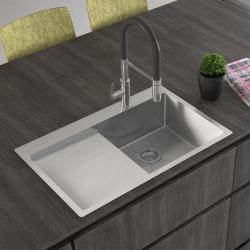 Ausmann Oder Blue Lavello in acciaio inossidabile 78x50cm montaggio a filo e sopra piano con scolapiatti 1208957121