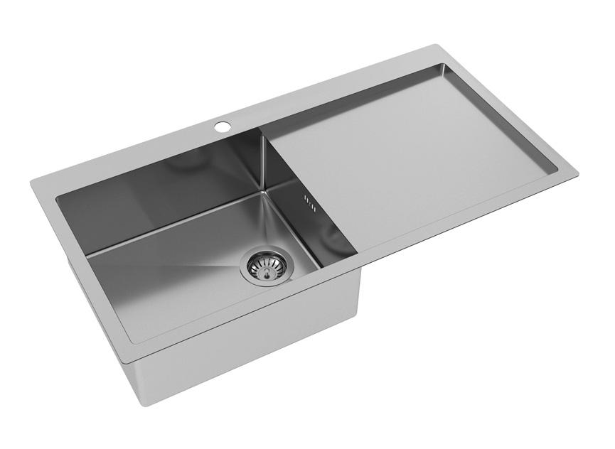 Ausmann Oder Blue lavello grande in acciaio inossidabile 100x51cm montaggio a filo e sopra il piano con scolapiatti 1208957124 - Productafbeelding 4