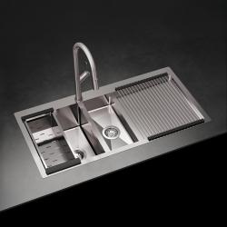 Ausmann Oder Blue 1,5 lavello in acciaio inossidabile 100x51cm montaggio a filo sopra piano con scolapiatti 1208957128