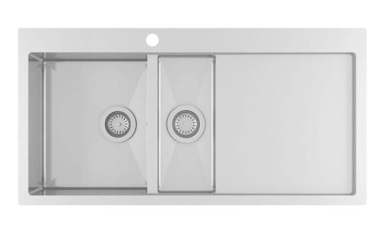 Ausmann Oder Blue 1,5 lavello in acciaio inossidabile 100x51cm montaggio a filo sopra piano con scolapiatti 1208957128