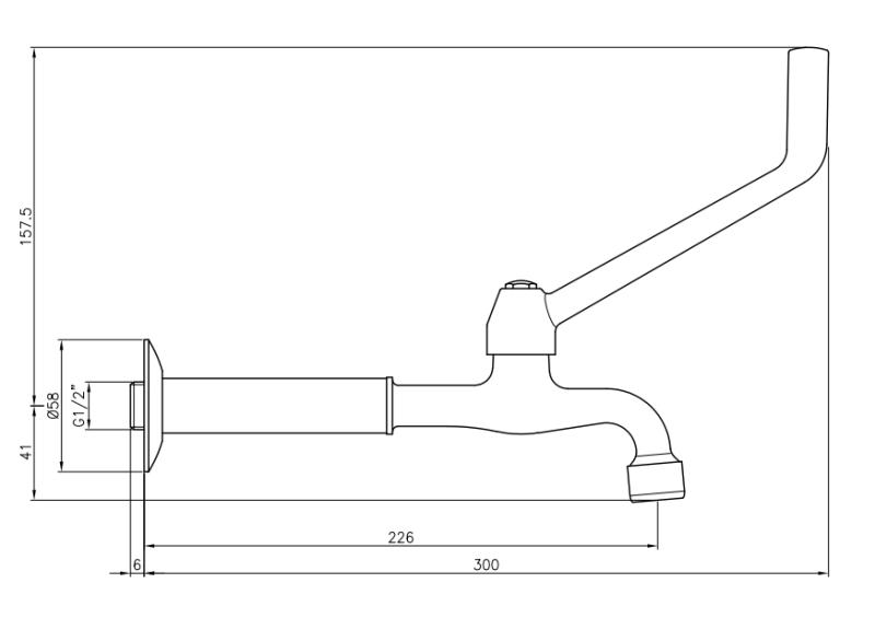 PB Clinic rubinetto a parete per disabili, freddo, con maniglia lunga in cromo, modello lungo 1208957199.