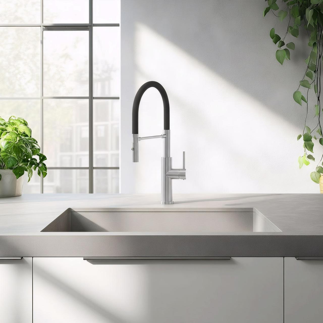 Quadri Chester Miscelatore da cucina con beccuccio flessibile e doccia con 2 getti in acciaio inossidabile 1208957226 - Productafbeelding 2