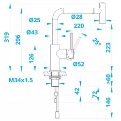 Caressi Basic Line Miscelatore monocomando in acciaio inox con beccuccio estraibile CA122I U ECO 1208957247