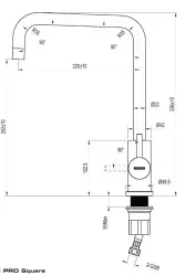 Lorreine Pro Square rubinetto da cucina completamente in acciaio inossidabile con beccuccio girevole 1208957317