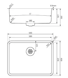 Lorreine Pro lavello in acciaio inossidabile 50cm montaggio a filo sotto e sopra il piano 1208957321