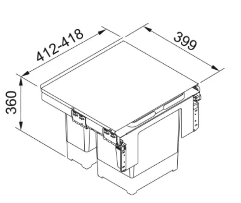 Franke Sorter Garbo 45-2 Sistema di raccolta rifiuti da incasso con 1 x 12 e 1 x 18 litri bidoni 1210200692