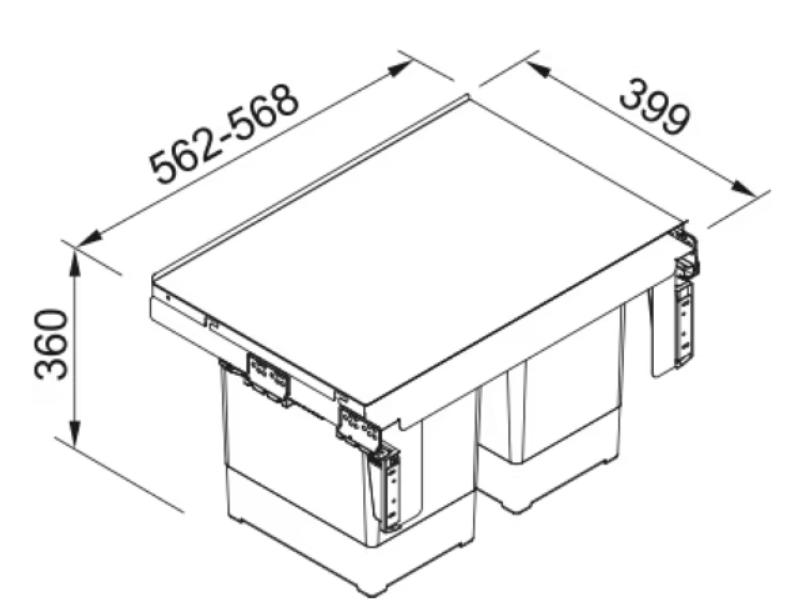 Franke Sorter Garbo 60-2 Sistema di raccolta differenziata integrato con 2 x 18 litri contenitori 1210284027