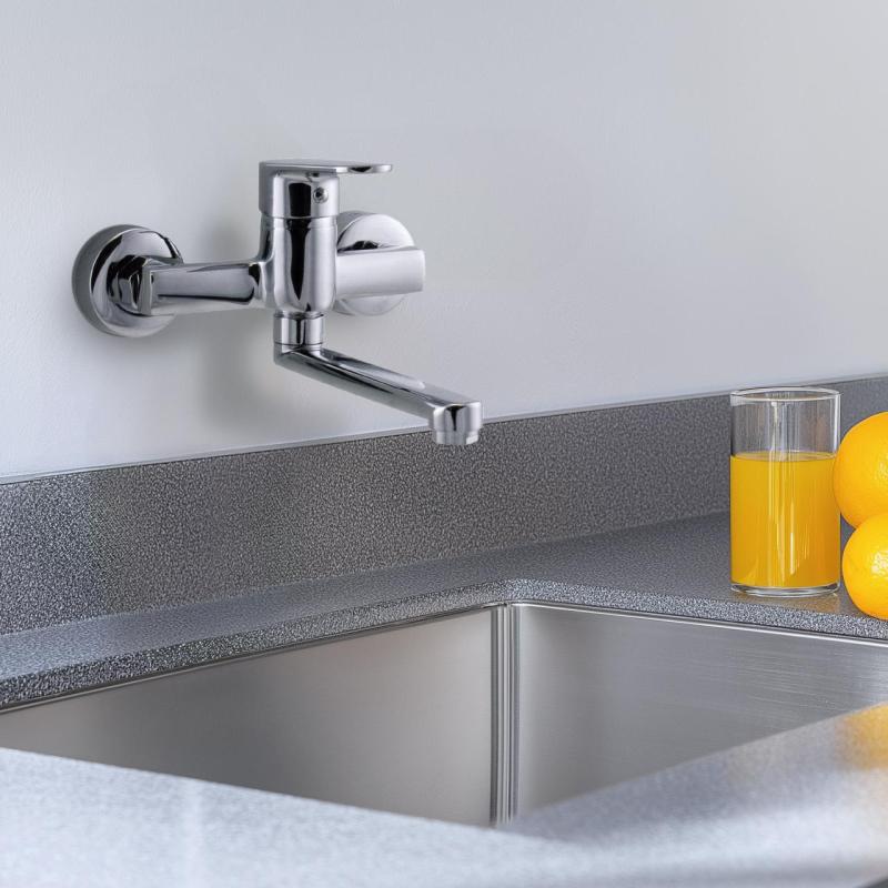 AquaTrimo Chopin rubinetto da parete monocomando per cucina cromo 21CP7373CM