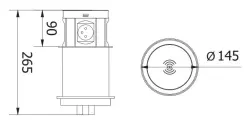 Indux Push Prese da cucina con messa a terra colore nero a scomparsa per piano di lavoro con 4 spine 2 x USB 2 x RJ45 e ricarica wireless 1208957420