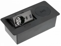 Indux Flip Presa per cucina con messa a terra incassata nel piano di lavoro colore nero opaco con ricarica wireless e 2 caricabatterie USB 1208957427