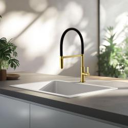 Ausmann Lavea rubinetto da cucina dorato PVD oro con beccuccio girevole e flessibile 1208957436
