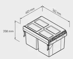 Garbi Carrier C-40-2 Sistema di raccolta rifiuti con guide proprie e 2 contenitori per rifiuti 2 x 16 litri 1208957462