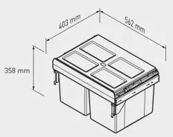 Garbi Carrier C-60-2 Sistema di raccolta differenziata dei rifiuti con guide proprie e 2 contenitori 2 x 27 litri 1208957468