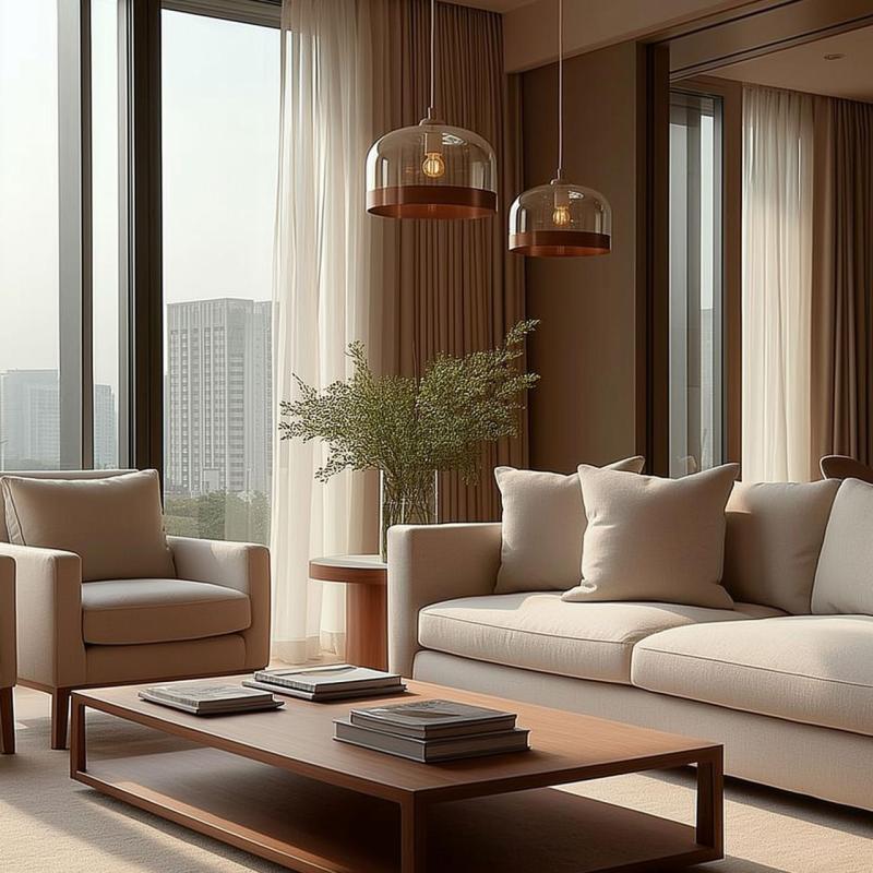 Decor Lati lampada a sospensione cilindrica di colore ambra in vetro con diametro di 23,5 cm 7146