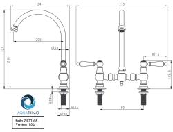 AquaTrimo CountryRubinetto da cucina classico a 2 fori a ponte nostalgico con beccuccio rotondo cromo 21CT7655CM