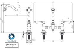 AquaTrimo Country rubinetto da cucina classico a ponte nostalgico a 2 fori con beccuccio angolare cromato 21CT7657CM