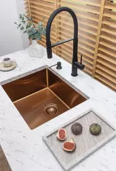 AquaDesign Sinks Lavello in acciaio inossidabile colore rame PVD 50x40 montaggio a filo sopra e sotto piano 1208957700