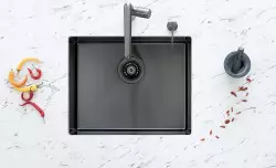 AquaDesign Sinks Lavello in acciaio inossidabile grigio antracite PVD 50x40 montaggio a filo sopra e sotto piano 1208957702