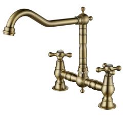 AquaTrimo Windsorubinetto a 2 fori per cucina classica a ponte nostalgico con beccuccio angolare bronzo 21WS7653BN