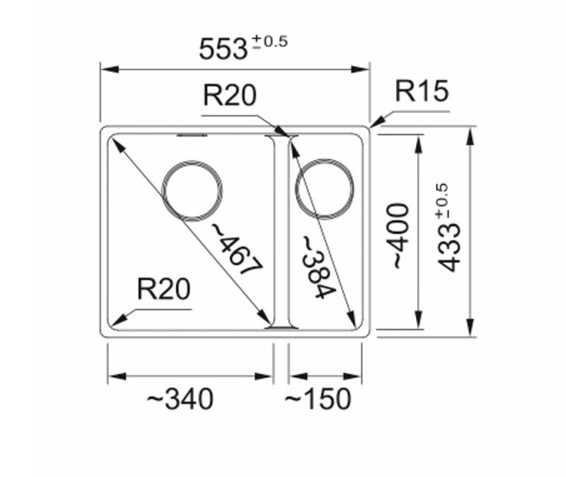 Franke Maris MRG 260-34-15 Lavello in Fragranite Stone grigio Vasca a sinistra per installazione a filo