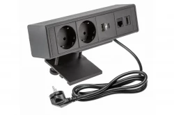 Indux Desk Presa nera opaca con messa a terra e spina (2x) con 1xUSB A, 1xUSB C, 1xRJ45 e 1xHDMI 1208957922