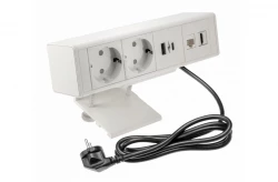 Indux Desk Presa bianca opaca con messa a terra e spina (2x) con 1xUSB A, 1xUSB C, 1xRJ45 e 1xHDMI 1208957923