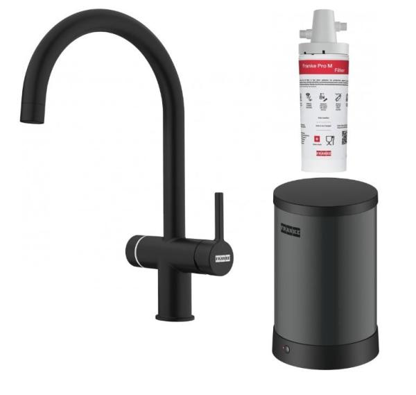 Franke Maris water hub 4L boiler 3-1 con rubinetto elettronico per acqua bollente Touch, nero opaco, 160.0702.518