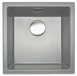 Reginox Paris 40 Lavello Regi-granito grigio 40x40 cm sopra il piano con tappetino arrotolabile e pulsante in acciaio inossidabile R36693