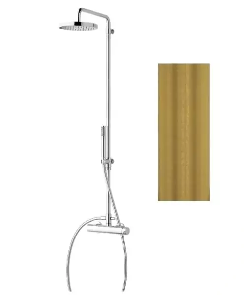 Waterevolution Flow Combinazione doccia con soffione a pioggia in ottone naturale T141LE