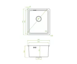 AquaDesign R25 Lavello in acciaio montaggio a filo sopra e sotto piano colore acciaio inox 34x40cm 1208958201