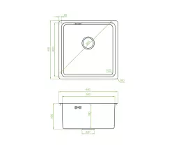 AquaDesign R25 Lavello in accioaio con montaggio a filo sopra e sotto piano colore acciaio inossidabile 40x40cm 1208958206