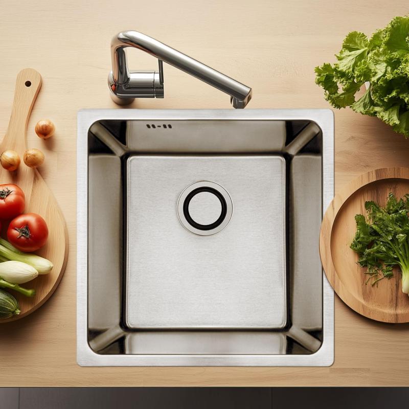 Aquadesign R25 lavello con montaggio su piano, sotto piano e incasso, acciaio inox 40x40 cm 1208958206