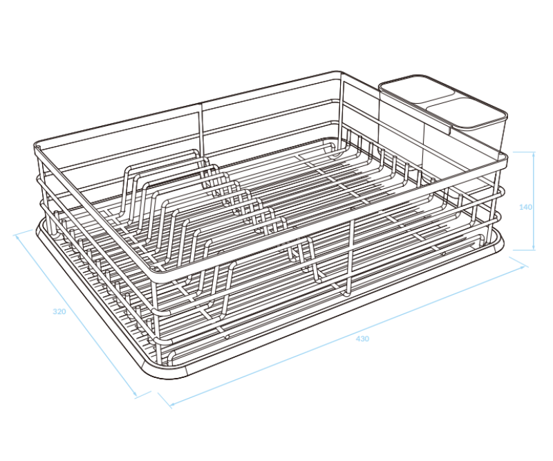 EPKA Dish nero scolapiatti acciaio 43x14x32cm 1208958246