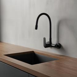 Rubinetto da parete Aquatrimo Chopin con alto becco flessibile nero opaco 21CP8462SW