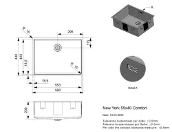 Reginox New York Lavello in acciaio inossidabile 55x40 montaggio a filo sopra e sotto il piano R36075