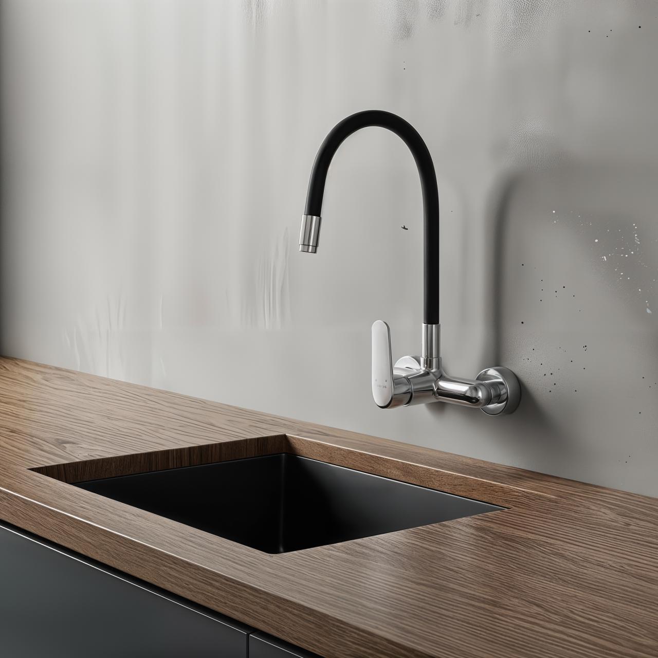 Aquatrimo Chopin rubinetto da parete cromato con alto becco flessibile 21CP8462CM - Productafbeelding 2
