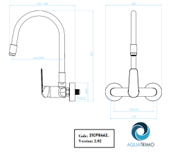 Aquatrimo Chopin rubinetto da parete cromato con alto becco flessibile 21CP8462CM