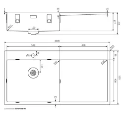 Lorreine serie SP lavello in acciaio inossidabile 100x51 cm con foro per rubinetto da banco 50SPDB-R