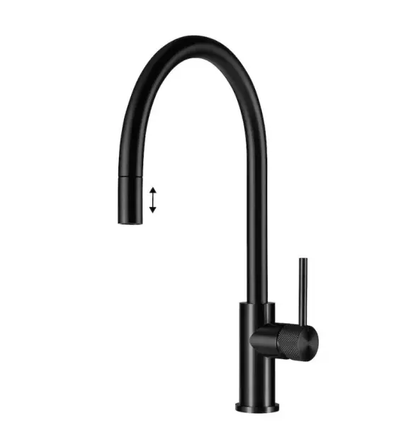 Lorreine Aire Luxx rubinetto da cucina nero con beccuccio estraibile e girabile AIRE-BLACK-XX