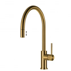 Lorreine Royal Aire rubinetto da cucina dorato con beccuccio estraibile AIRE-GOLD-XX