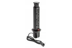 Cavo di prolunga da tavolo 60 mm, 3 prese UK (nero) VERSIONE INGLESE 1208958626