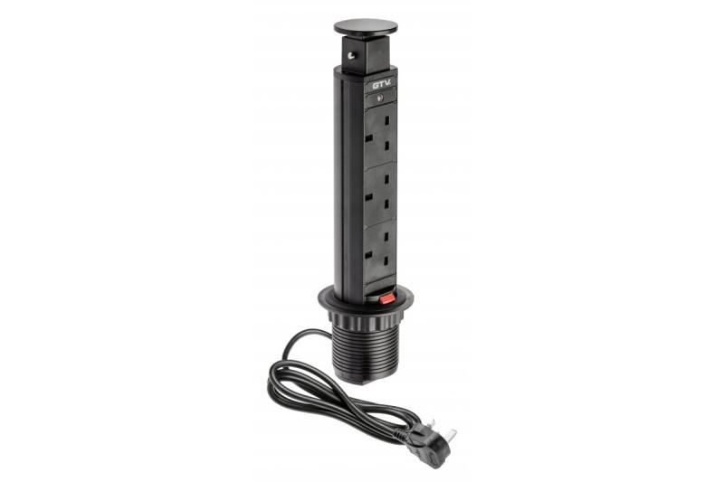 Cavo di prolunga da tavolo 60 mm, 3 prese UK (nero) VERSIONE INGLESE 1208958626