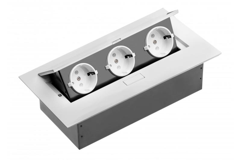 Cavo di estensione per desktop, 3x presa schuko, senza cavo, bianco 1208958665