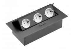 Cavo di estensione per desktop, 3x presa schuko, senza cavo, nero 1208958666