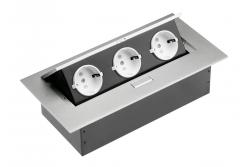 Cavo di estensione desktop 3x presa schuko, senza cavo, alluminio 1208958667