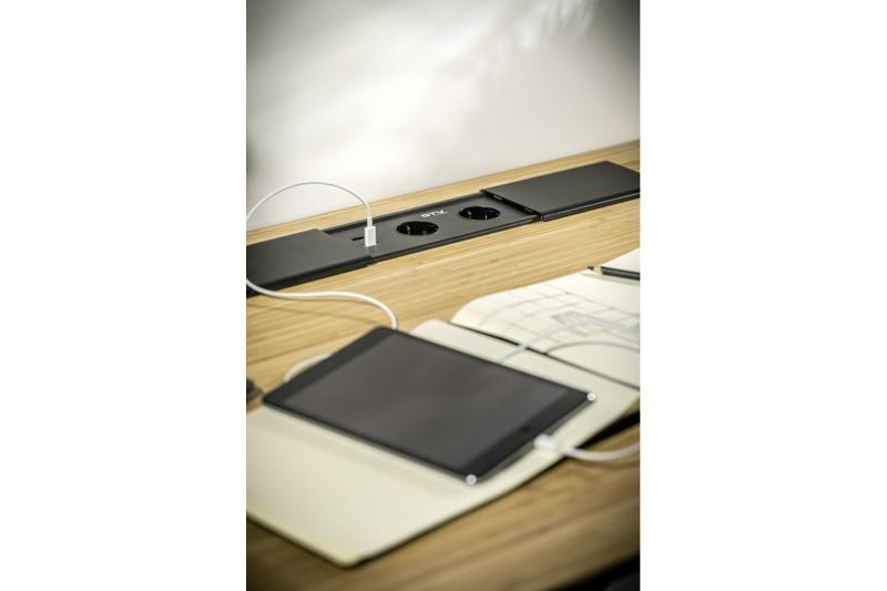 Cavo di prolunga da scrivania incassato PRESTINO, 2x presa schuko, USB A+C, RJ45, HDMI, cavo 1.5m, argento 1208958676